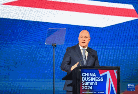 5月20日，新西兰总理拉克森在奥克兰出席新西兰中国商业峰会并讲话。新华社记者 郭磊 摄
