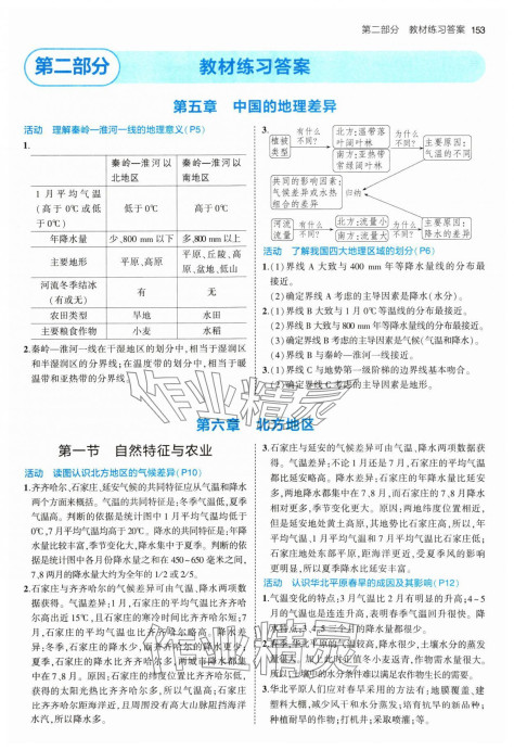 2024年教材课本八年级地理下册人教版 参考答案第1页