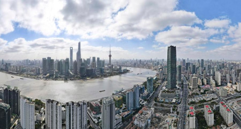 Vista aérea panorámica del área de Lujiazui en la Zona Piloto de Libre Comercio en la ciudad de Shanghai, en el este de China. (Xinhua/Fang Zhe)