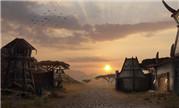 玩家同人画：艾泽拉斯的风景 夕阳下的贫瘠之地