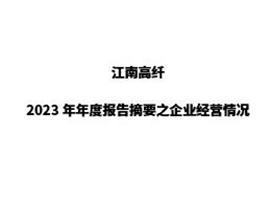 江南高纤2023年年度报告摘要之企业经营情况