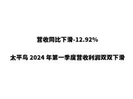 营收同比下滑-12.92%，太平鸟2024年第一季度营收利润双双下滑