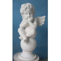 供应人物雕塑、儿童雕塑、汉白玉石雕、带翅天使雕塑