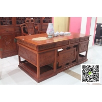 2米花梨木办公桌-雕图案办公桌-红木办公桌价格