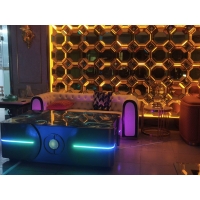 欧式奢华蓝宝石酒吧KTV发光茶几 不锈钢整装方形台桌定制