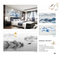 中式风格水墨电视 沙发 餐厅 卧室背景定制