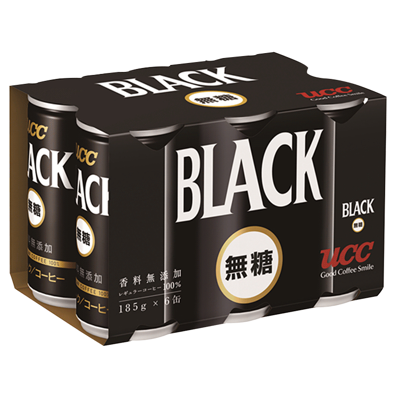 悠诗诗（UCC）即饮无糖黑咖啡饮料185g/罐 日本原装进口 黑罐185g*6罐