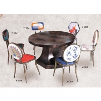  创意个性复古火锅餐桌平铁板面铆钉边箱式铁腿古铜色