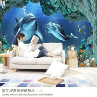 酒店主题壁纸订做 卧室海洋3d壁画 儿童主题房卡通墙纸
