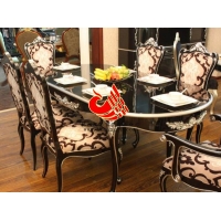 西餐厅豪华布艺餐椅 优质实木美式餐桌 休闲餐厅单人餐厅沙发椅