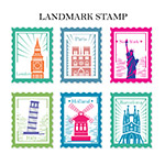 剪影国家标志性邮票