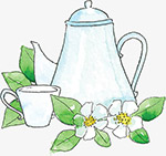 手绘风秋季养生茶壶