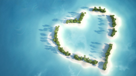 夏天 浪漫爱心小岛电脑风景壁纸