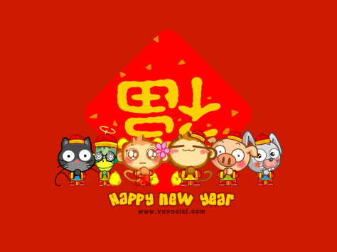 嘻哈猴 悠嘻猴新年卡通桌面壁纸