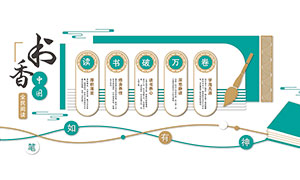 书香中国校园读书宣传文化墙矢量素材