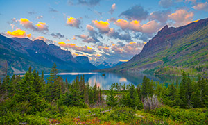 冰川国家公园湖光山色美景摄影图片
