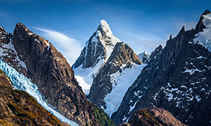 智利冰雪山脉岩石峭壁风光摄影图片