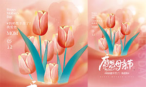 鲜花主题母亲节宣传海报PSD素材