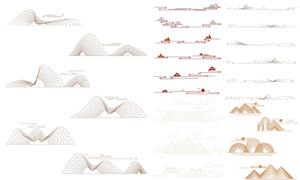 手绘线条勾勒山水元素创意矢量素材