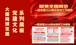 红色大气2024年两会政府工作报告宣传栏