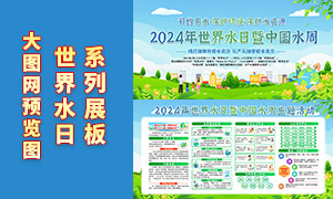 2024年世界水日暨中国水周橱窗展板PSD素材