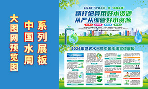 2024年世界水日和中国水周宣传展板PSD素材