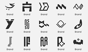 黑白字母变形创意标志设计矢量素材