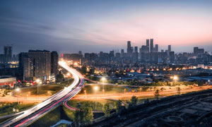 南昌夜景航拍图高清摄影图片