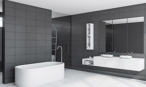 黑白简约现代风格浴室渲染高清图片