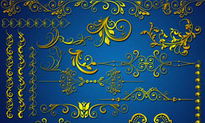 金色装饰花纹花边设计PSD分层素材