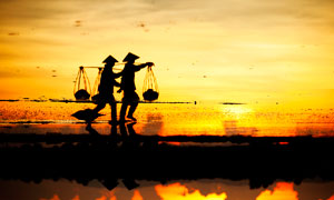 越南下龙湾景区金色沙滩摄影图片