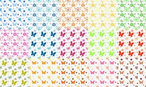 16款炫彩蝴蝶和花朵背景PS图案