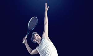 白色运动装扮网球男子摄影高清图片