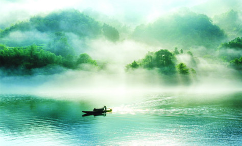江边晨雾高清风景图片素材