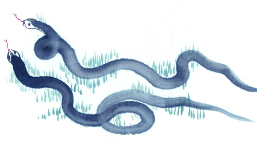 水墨十二生肖蛇