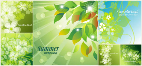 绿色花卉幻影夏季背景矢量素材