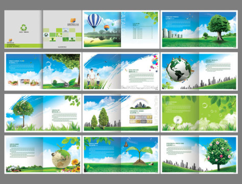时尚绿色环保画册设计PSD素材