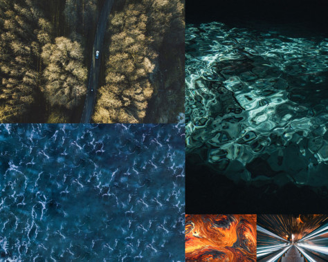 蓝色海洋树林风景拍摄高清图片