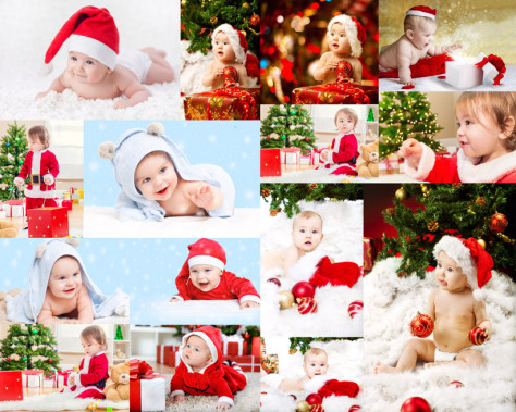 国外可爱宝宝圣诞节日拍摄高清图片