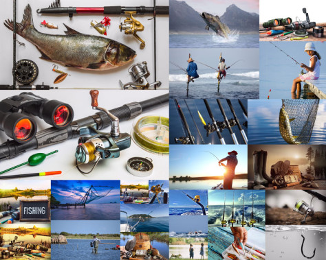 钓鱼鱼具摄影高清图片
