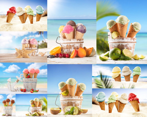 沙滩上的冰淇淋摄影高清图片