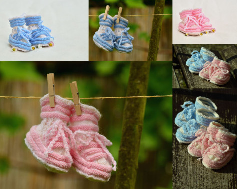 夹绳上的宝宝鞋子摄影高清图片