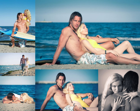 海滩边的浪漫情侣人物高清图片