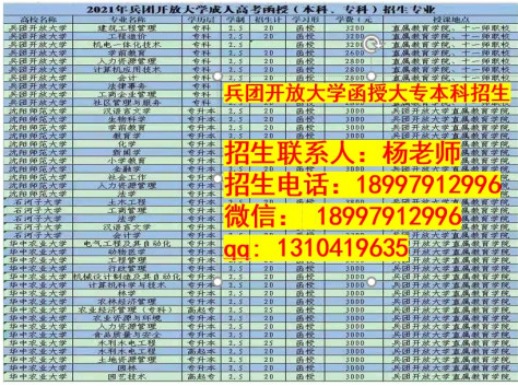 兵团开放大学函授大专本科招生