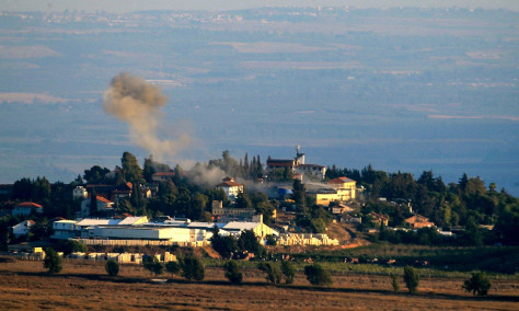 A photo taken from a position in southern Lebanon, close to the border with Israel shows smoke billowing from the site of a rocket fired from the Lebanese side towards the Israeli village of Metullah on August 3, 2024, amid ongoing cross-border clashes between Israeli troops and Hezbollah fighters. Photo: VCG