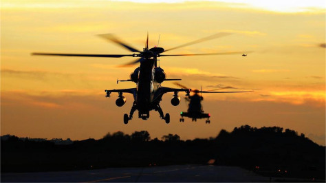 Helicopters take part in night flight training