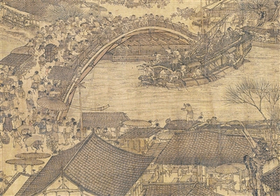 　　中国画《清明上河图》（局部），作者为北宋张择端。 　　故宫博物院藏