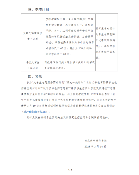 2023年南京大学考研分数线