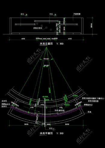 水池平面图cad素材