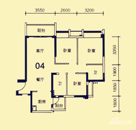 敏捷江畔豪庭3室2厅2卫91㎡户型图